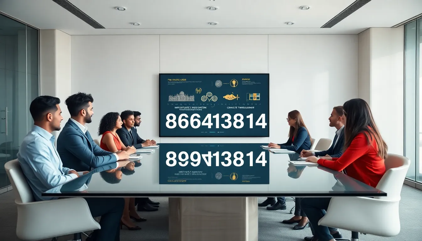 diverse team in a modern office discussing the significance of a number.